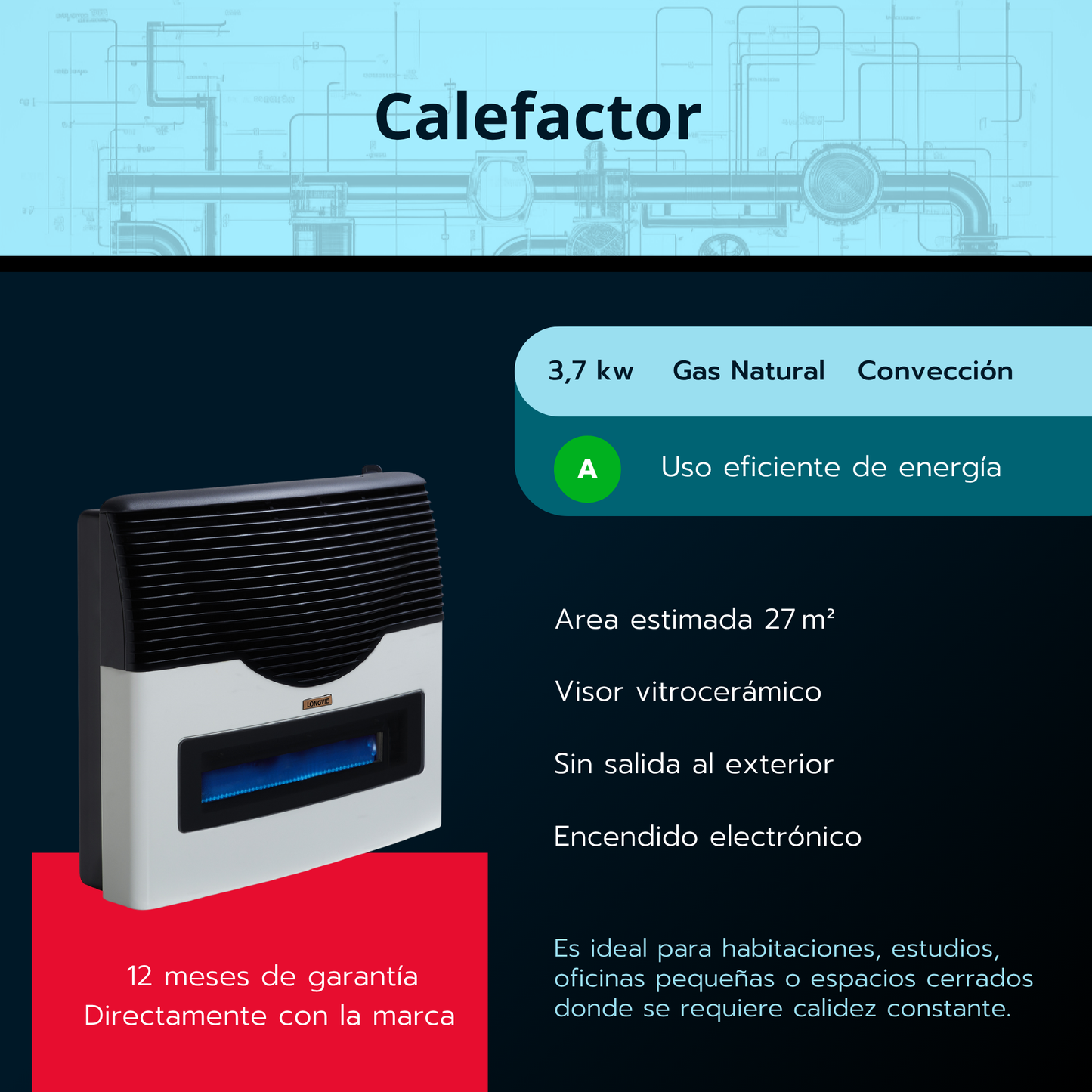 Calefactor a gas por convección Longvie E5CVA