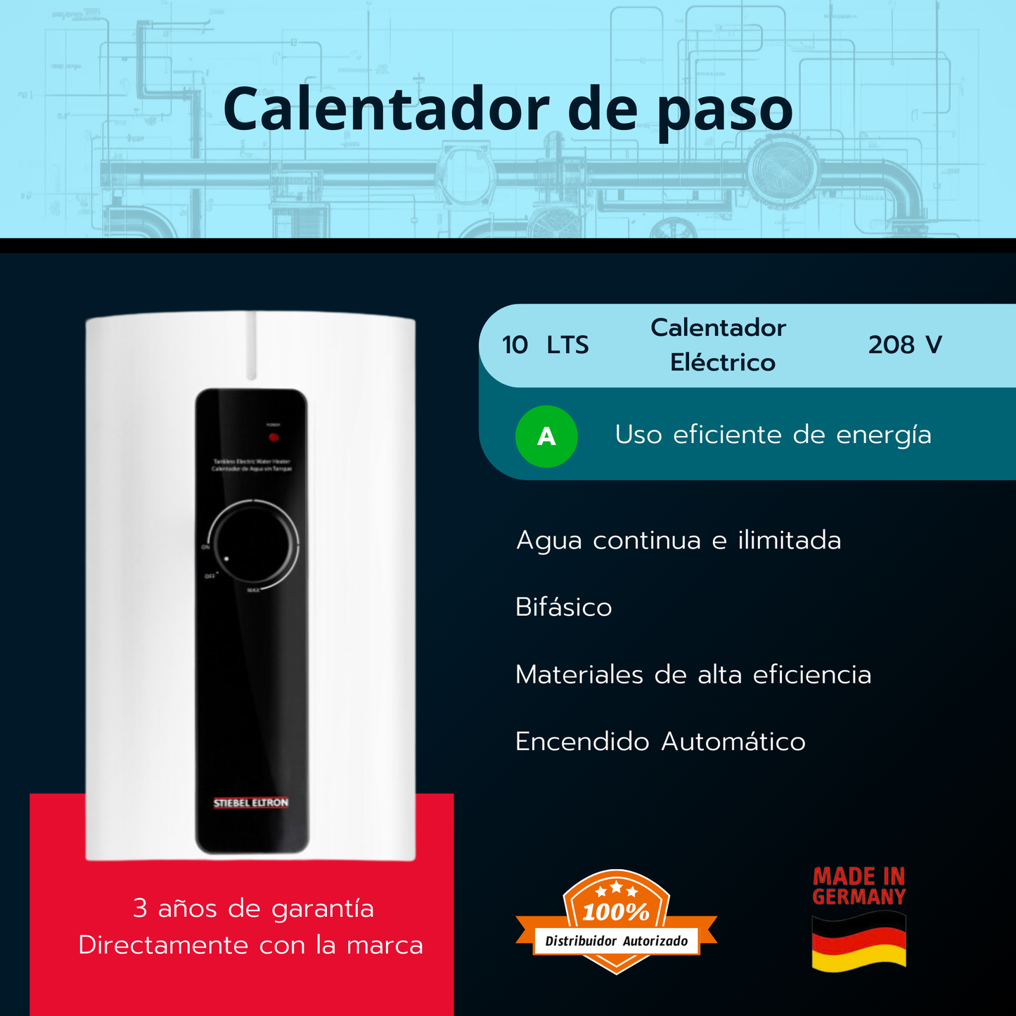 Calentador Stiebel Eltron 10 litros DH-100
