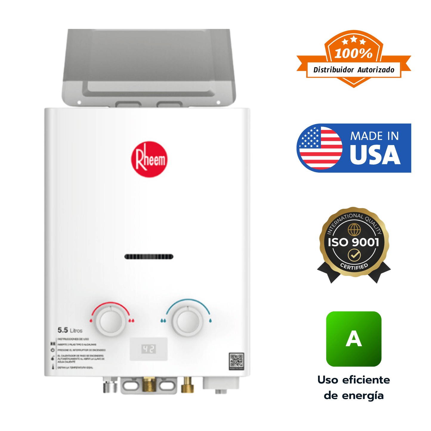 Calentador de paso a gas Rheem. 5.5 Litros
