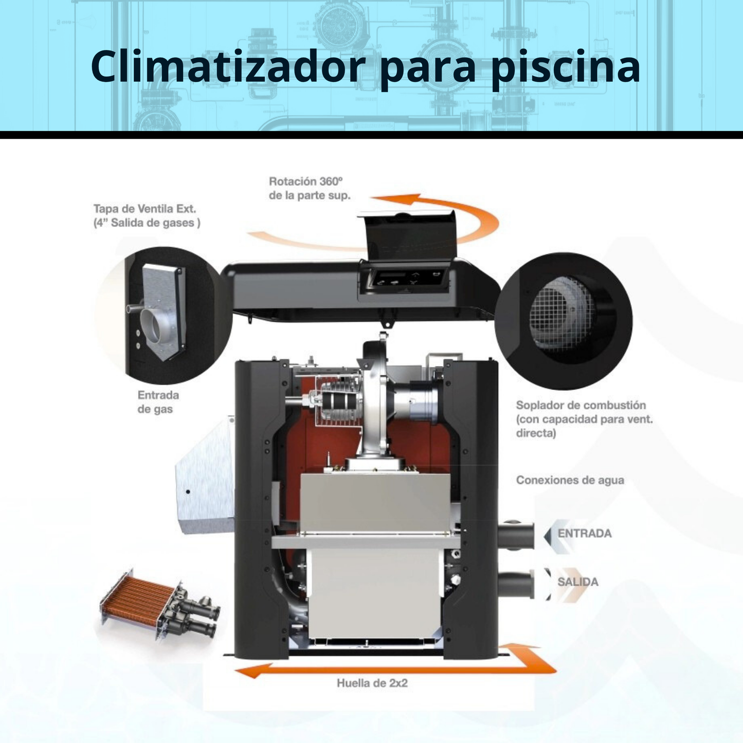 Climatizador para piscina Rheem 264.000 BTU