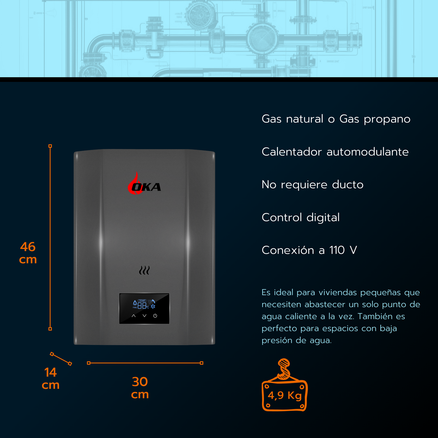 Calentador 5.5 litros automodulante OKA
