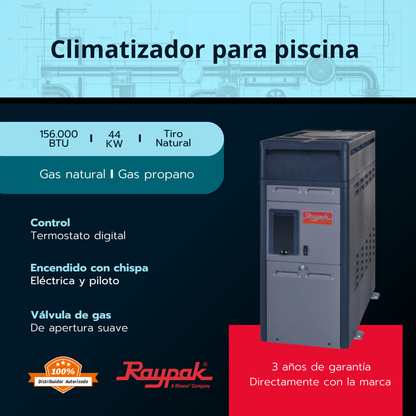 Climatizador para piscina Rheem 156.000 BTU