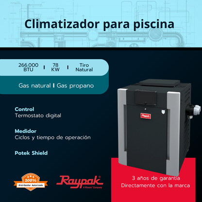 Climatizador para piscina Rheem 266.000 BTU