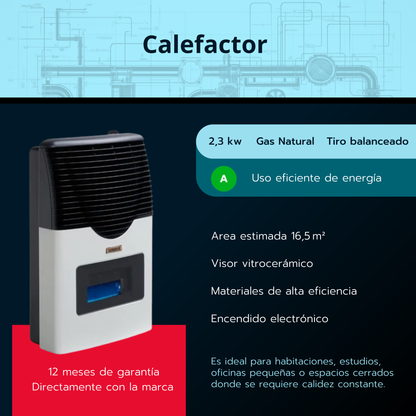 Calefactor a gas tiro balanceado Longvie E3BVA