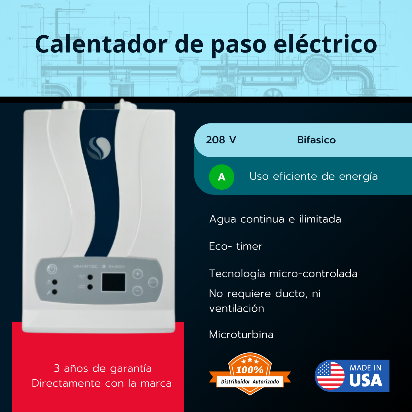 Calentador eléctrico 15 litros Smartec