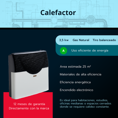 Calefactor a gas tiro balanceado Longvie E5BA
