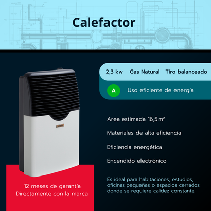 Calefactor a gas tiro balanceado Longvie E3BA