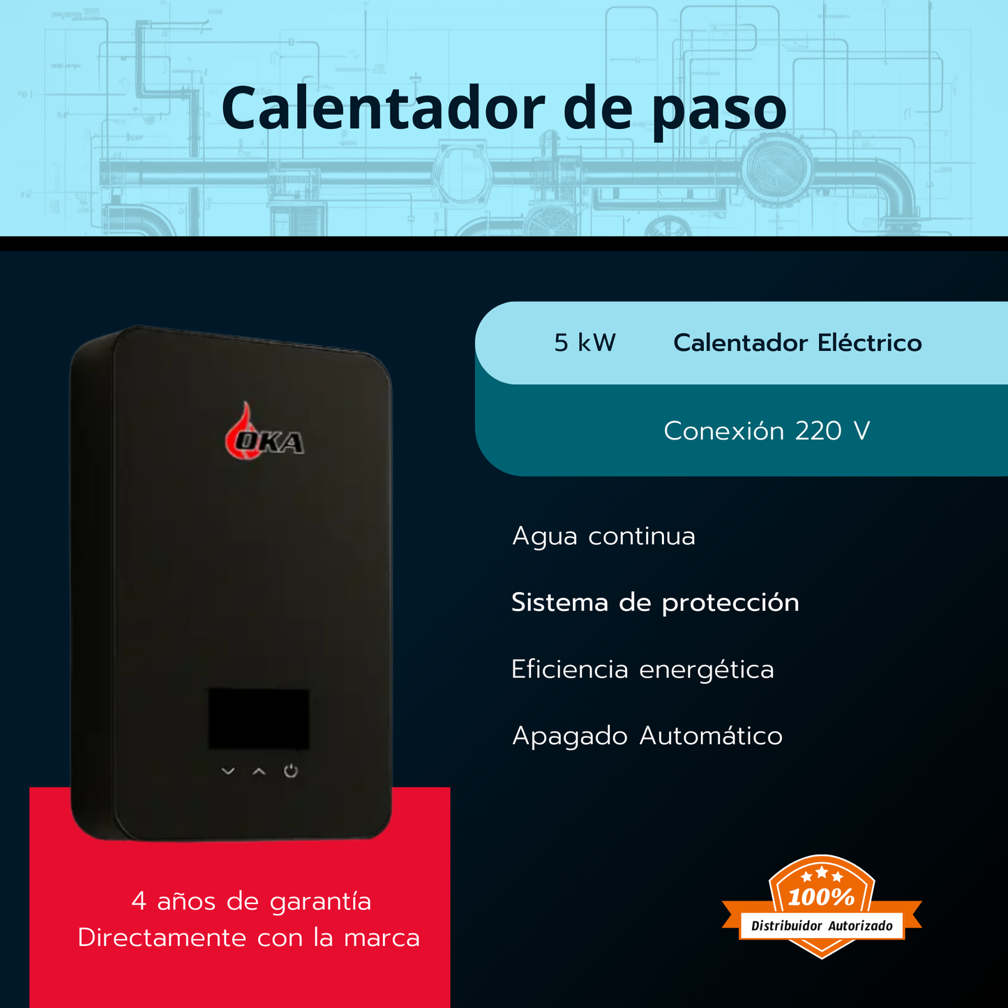 Calentador eléctrico 5 kW - Oka 220 v