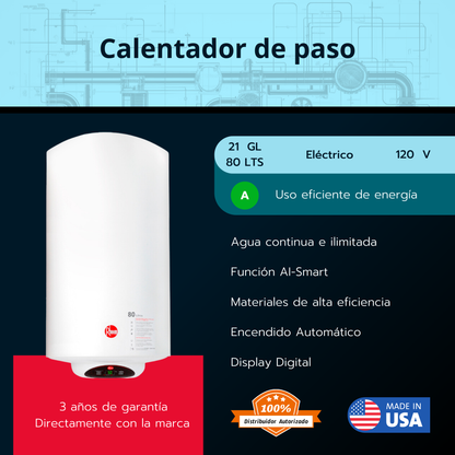Calentador eléctrico de acumulación Rheem 21 galones