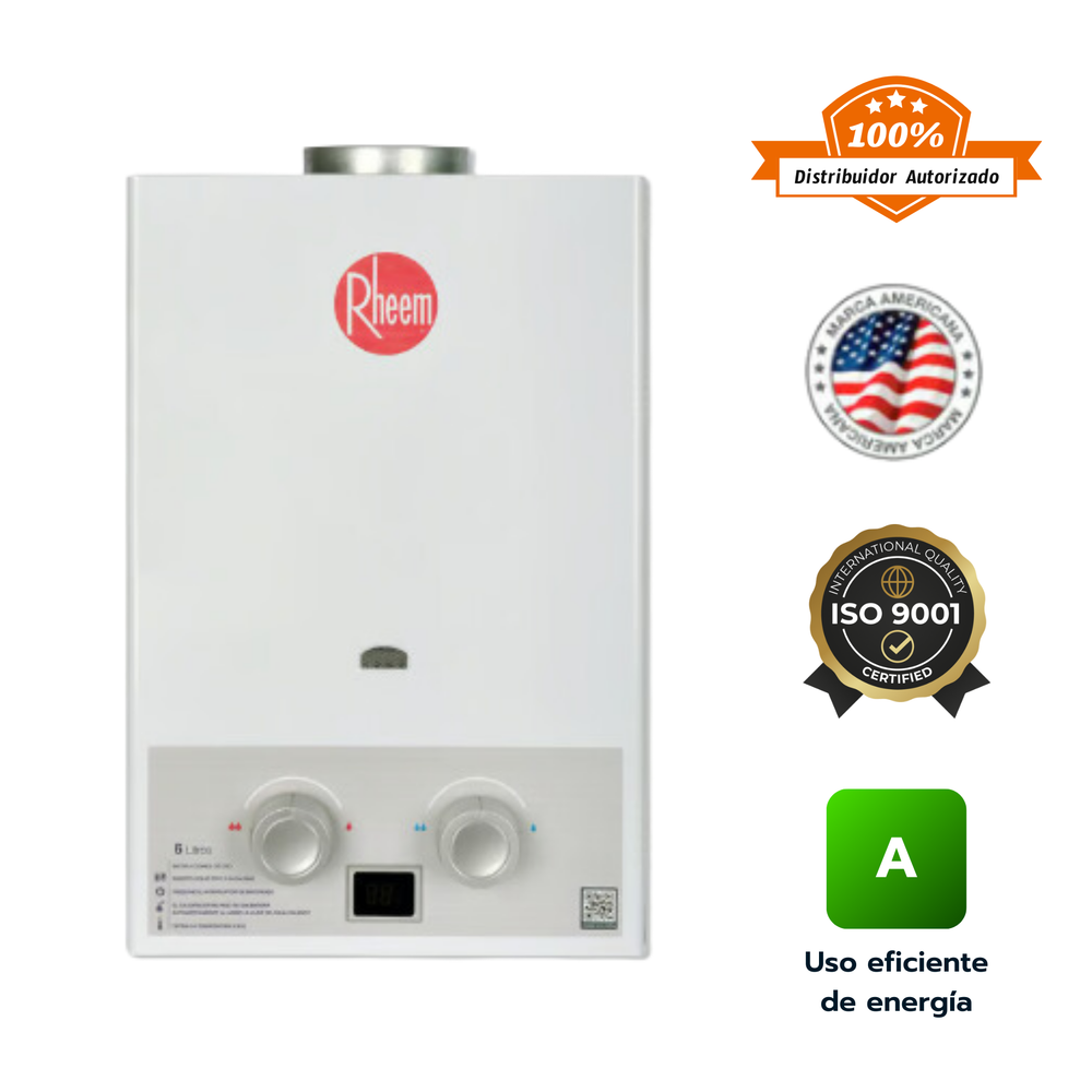 Calentador de paso 6 litros Rheem  tiro natural mecánico