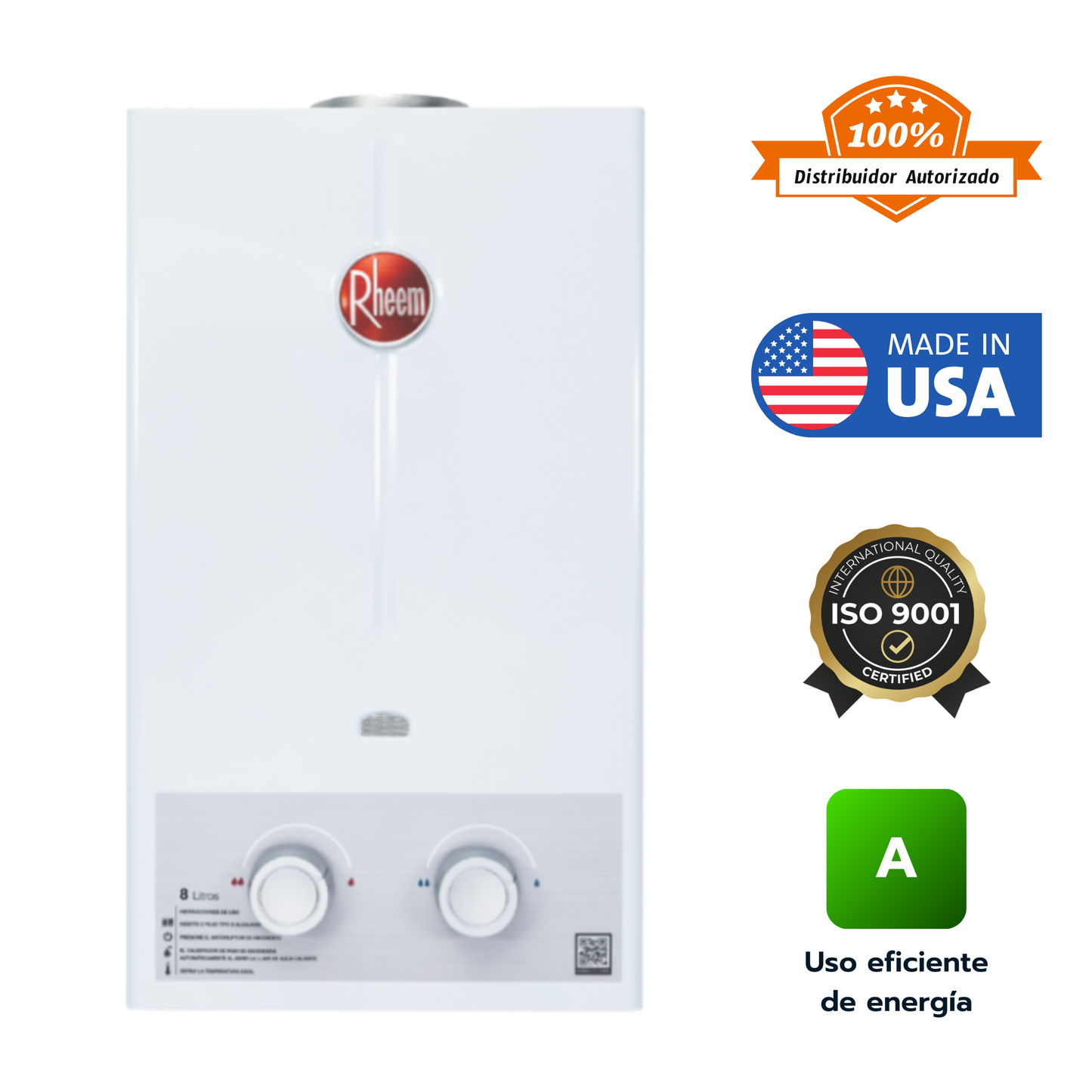 Calentador de paso Rheem 8 litros tiro natural - Mecánico