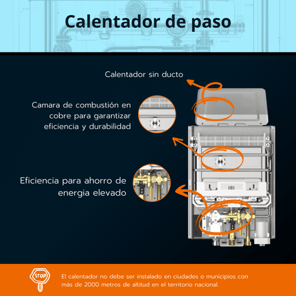 Calentador de paso a gas Rheem. 5.5 Litros