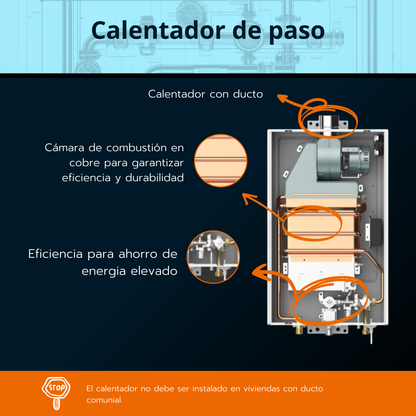 Calentador de paso 12 litros tiro forzado - Mecánico