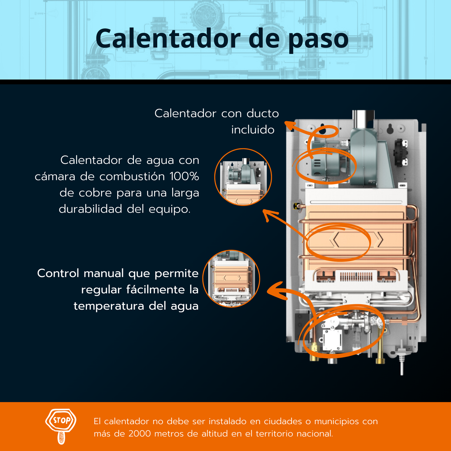 Calentador de paso Rheem 10 litros tiro forzado - Digital