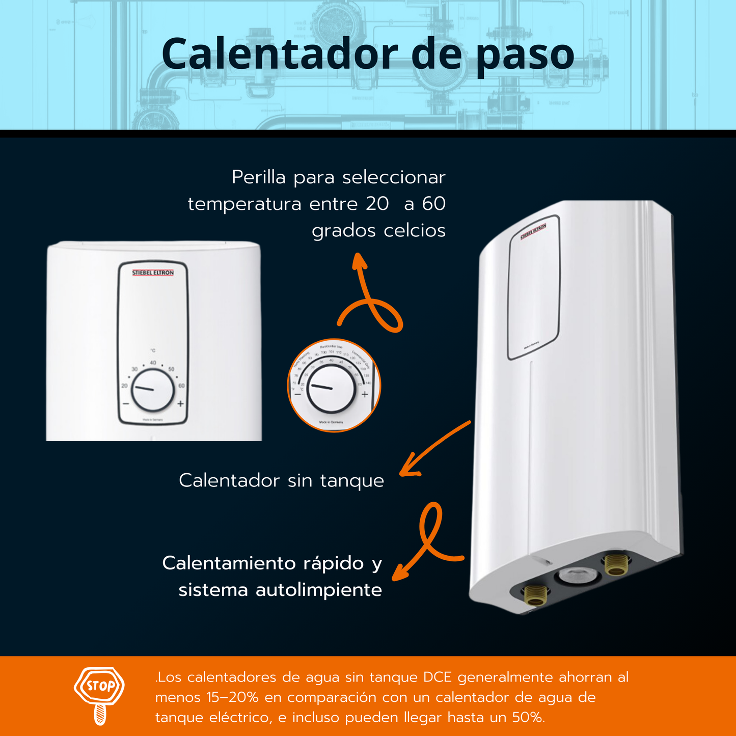 Calentador Stiebel Eltron 15 litros DCE Plus