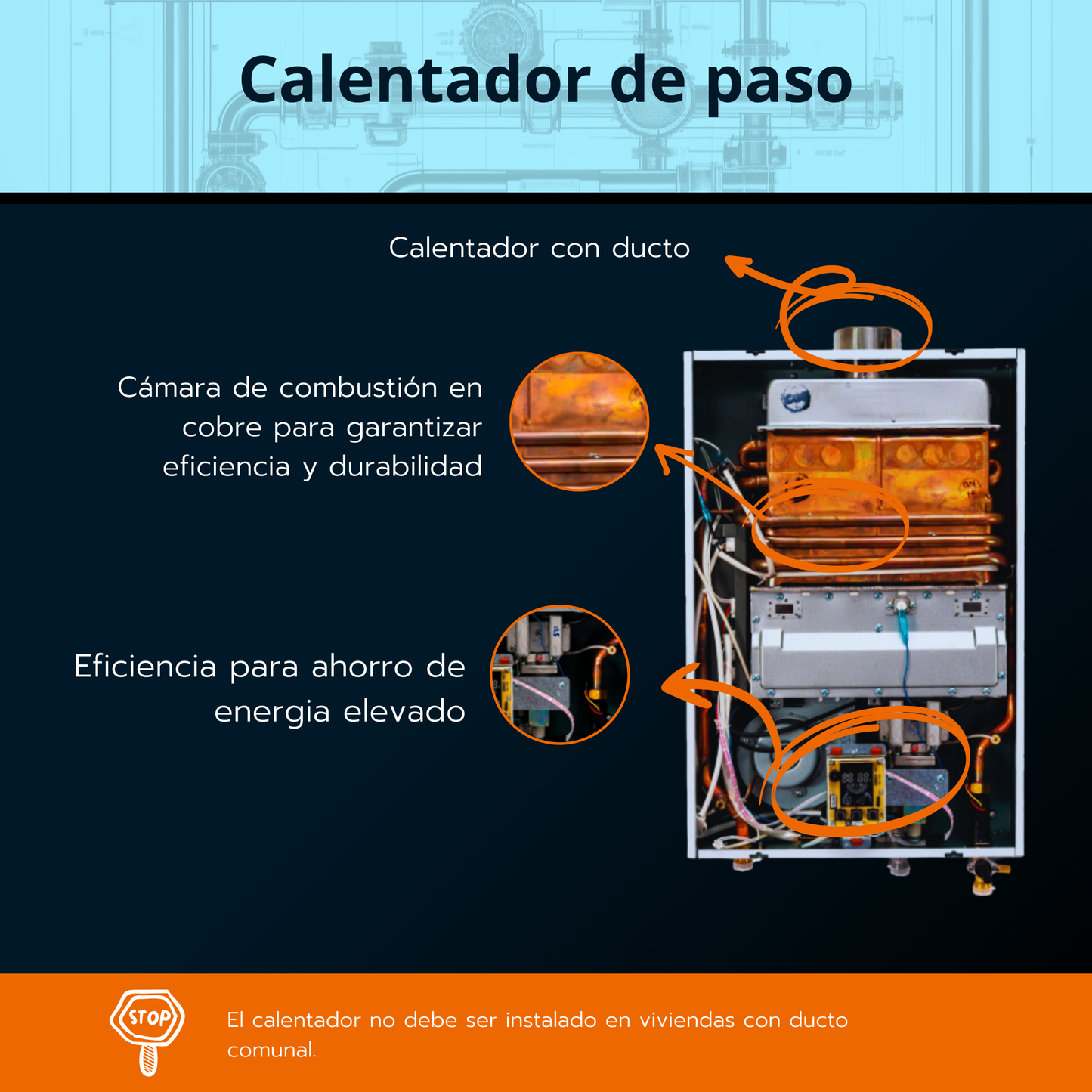 Calentador de paso Rheem 21 litros tiro forzado - Digital