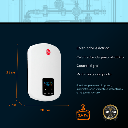 Calentador de paso eléctrico Rheem - Elegant Digital