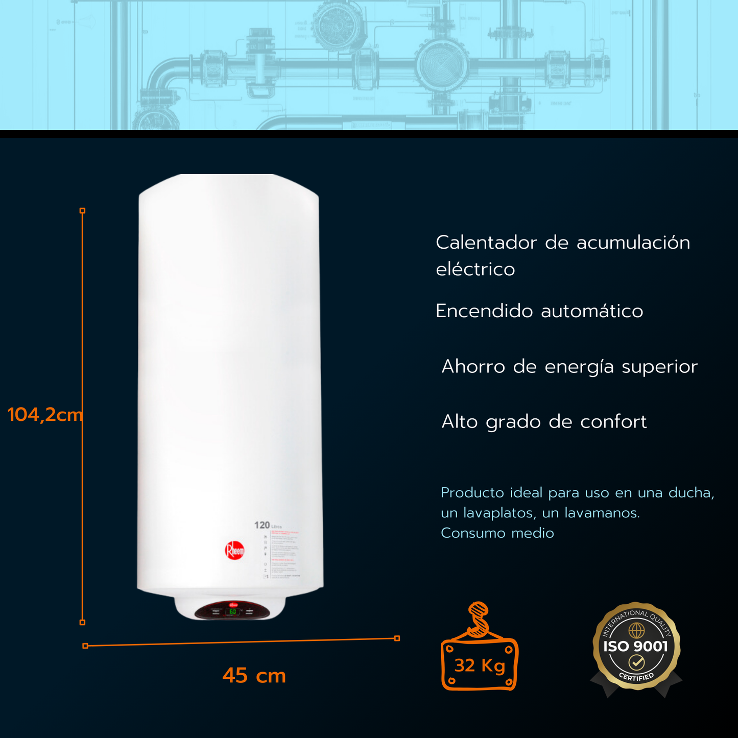 Calentador eléctrico de acumulación Rheem 31 galones