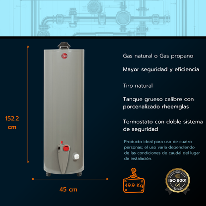 Calentador de acumulación Rheem 40 galones - Gas Natural