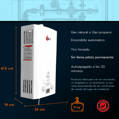 Calentador de paso Oka 10 litros tiro forzado